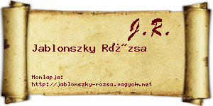 Jablonszky Rózsa névjegykártya